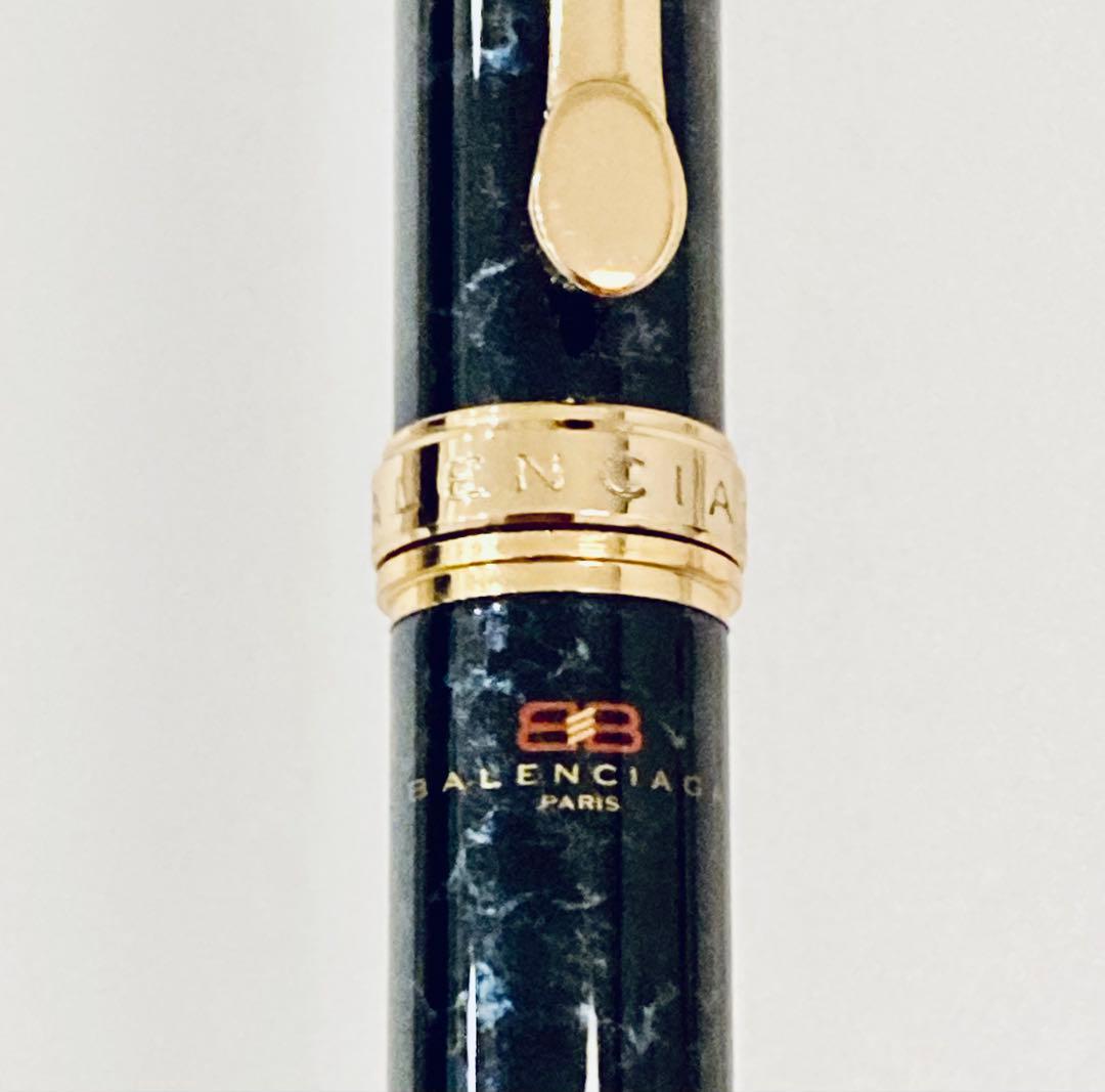 フランス製◆バレンシアガ 超高級ボールペン BALENCIAGA ブルーマーブル