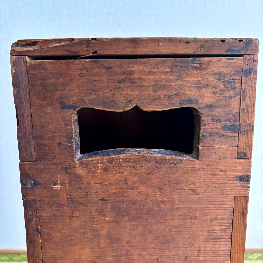 古い　葉書入れ　郵便入　小物入れ　小引き出し　明治　戦前　古民芸　古民具　古家具