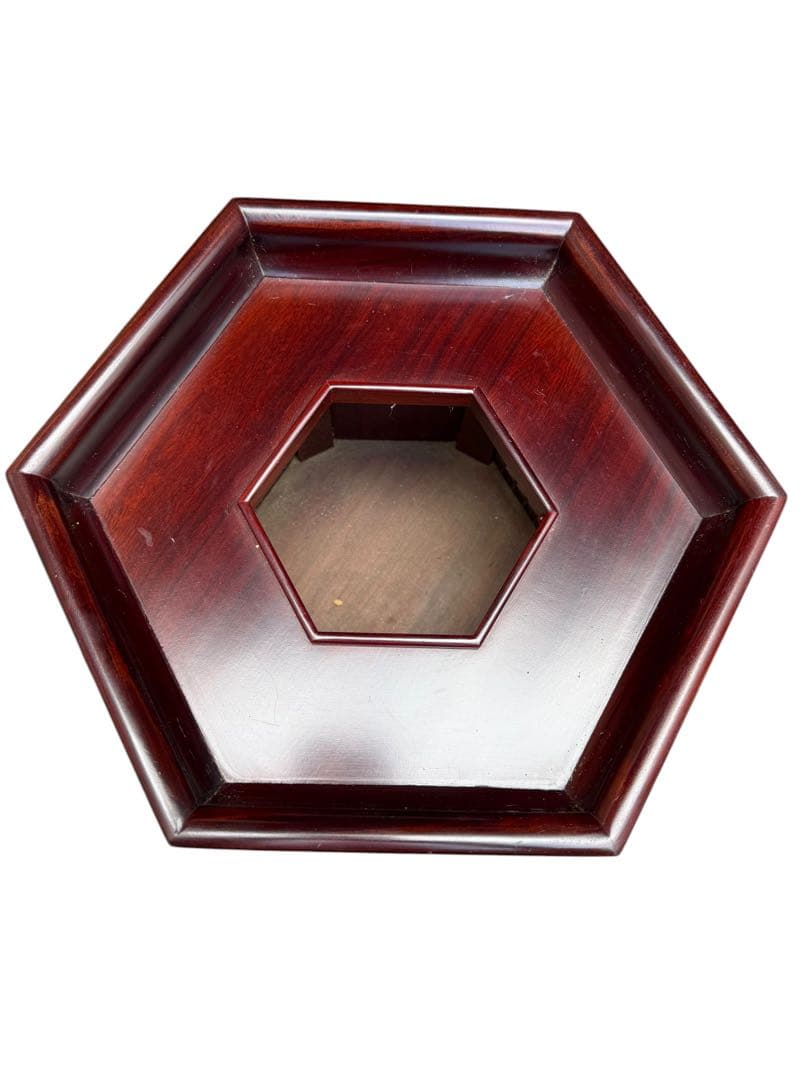 木製八角形 透かし彫りインテリア雑貨