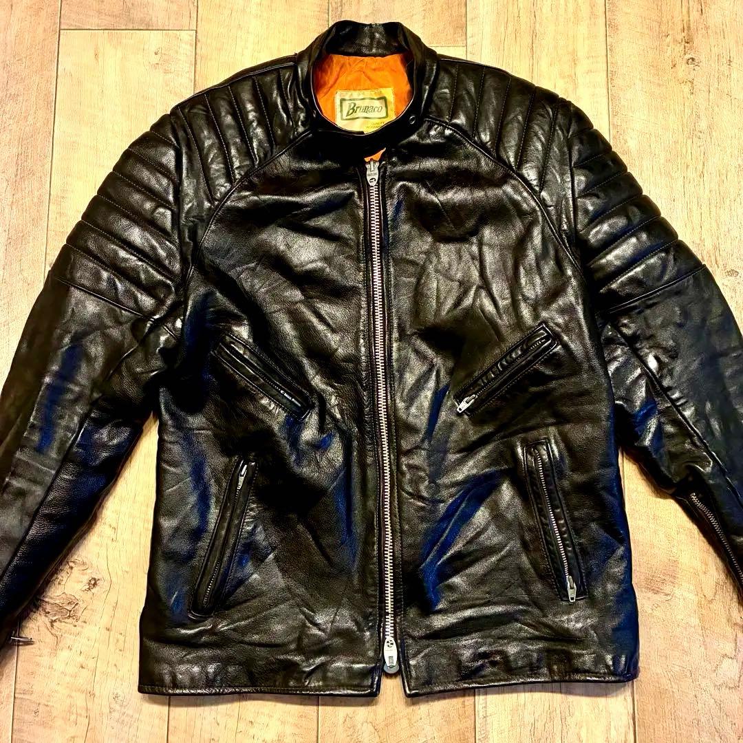 【70’s】Brimaco レザー シングルライダース 42 黒 カナダ製