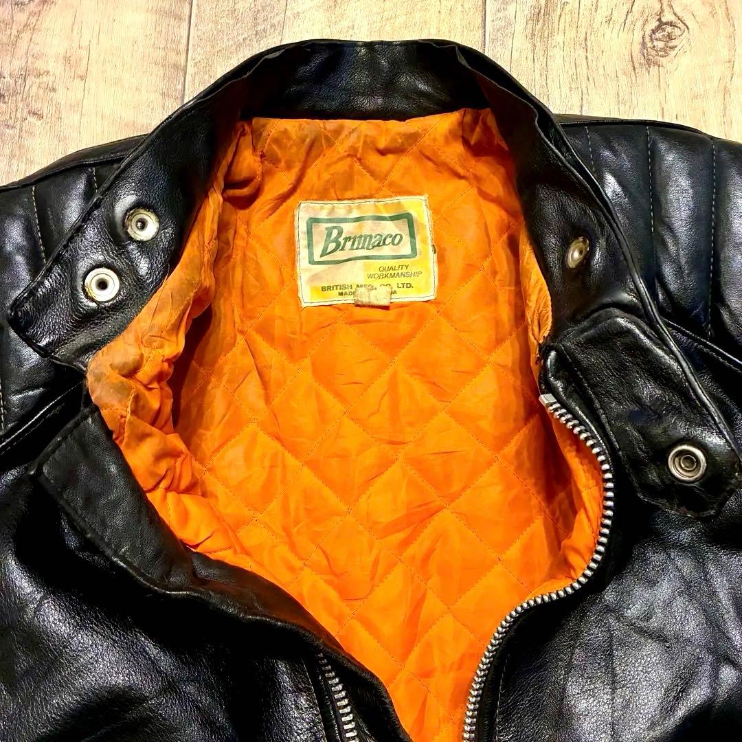 【70’s】Brimaco レザー シングルライダース 42 黒 カナダ製