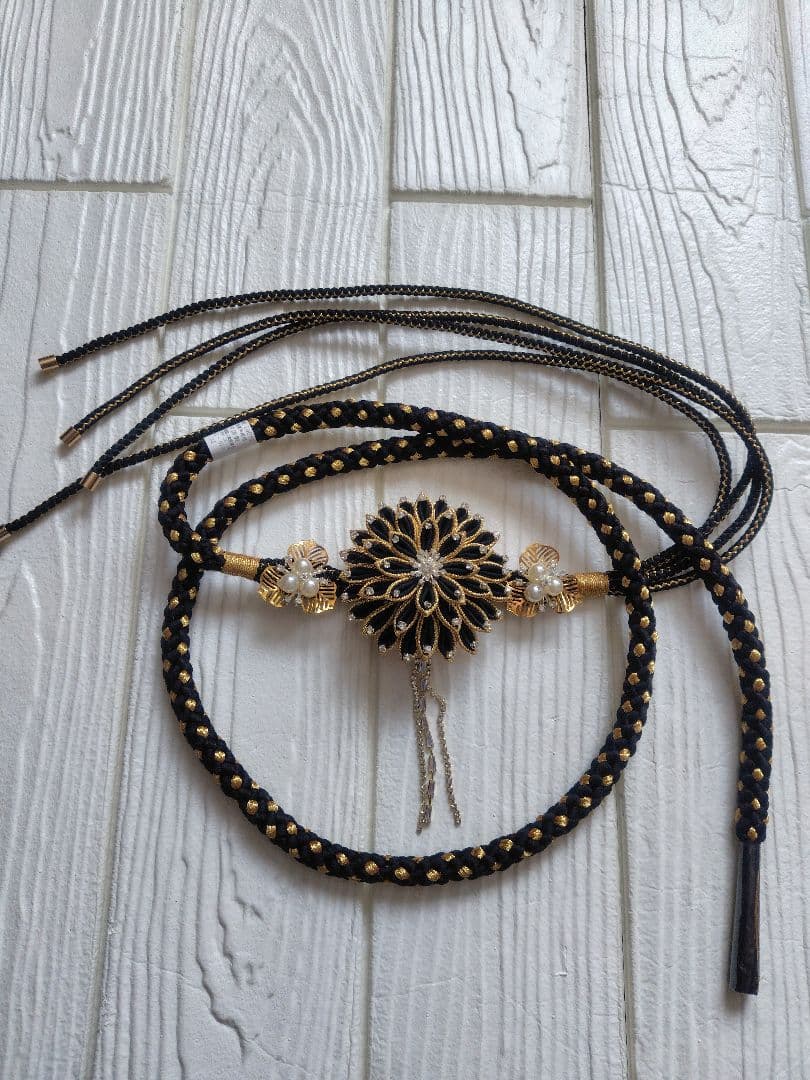 帯揚げ　帯締め　重ね衿　黒系　振袖用　成人式　総絞り　ラメ　ラインストーン