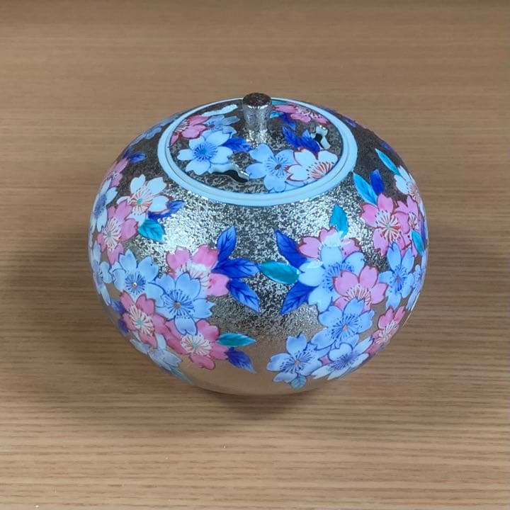 有田焼 金龍窯 伝統工芸士 江口天童作 プラチナ彩 桜絵 香炉