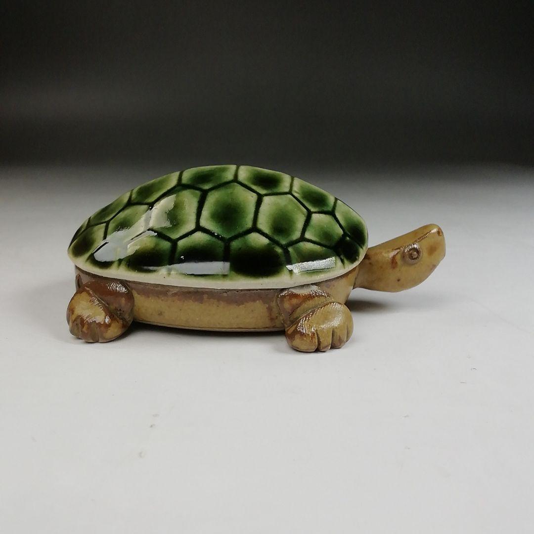 Ｔ８９９　香合　『織部　亀』『松本鉄山 作』　共箱　茶道具