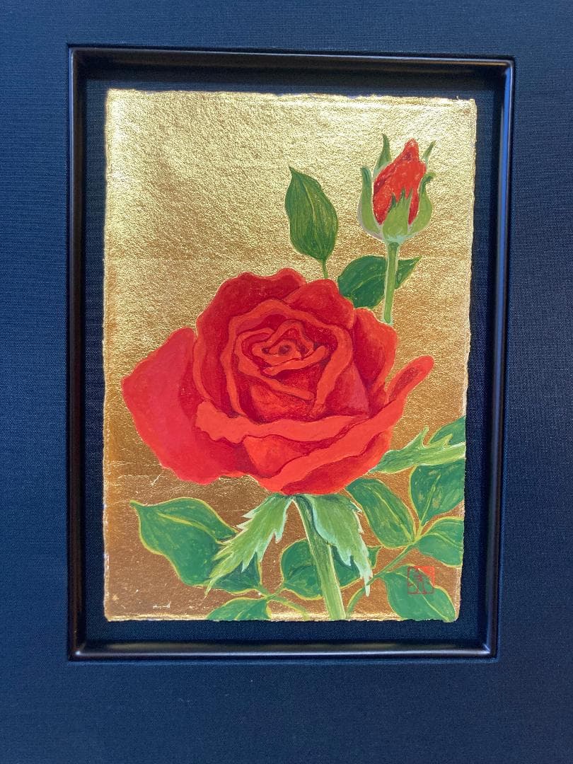 藤井美加子、【薔薇】、状態良好、日本人画家