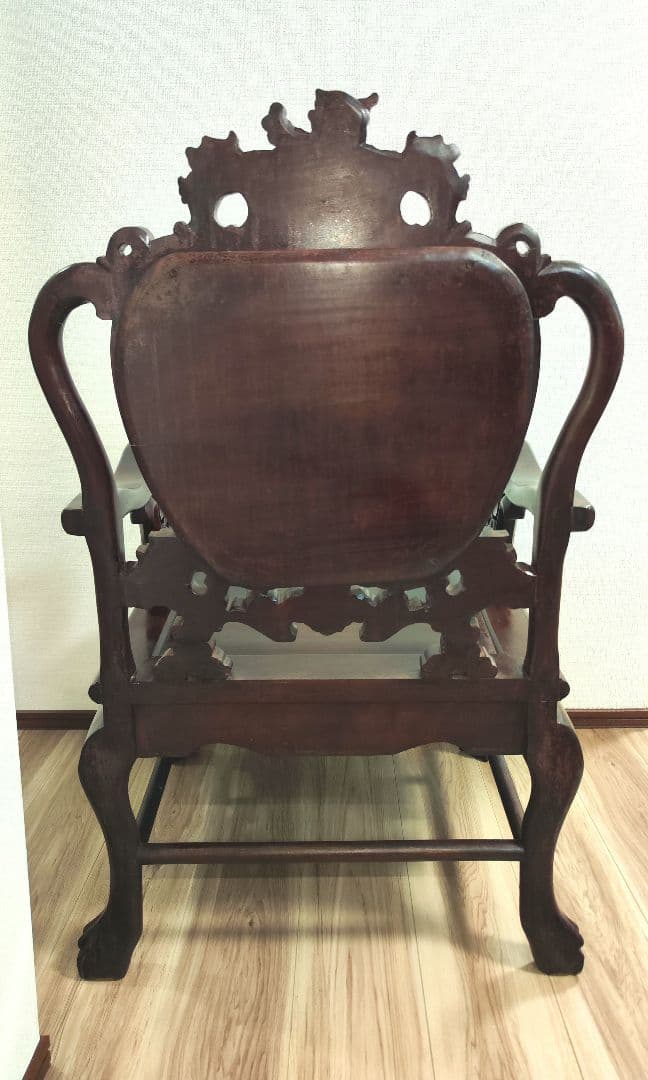 希少中華骨董　 大理石インレイ椅子　玉座　宮廷　紅木　紫檀　黒檀　花梨　李朝②