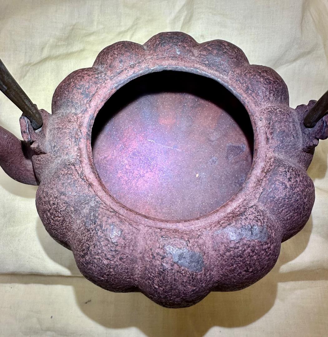 砂鉄・龍文堂鉄瓶・かぼちゃ型・銅手・銅蓋