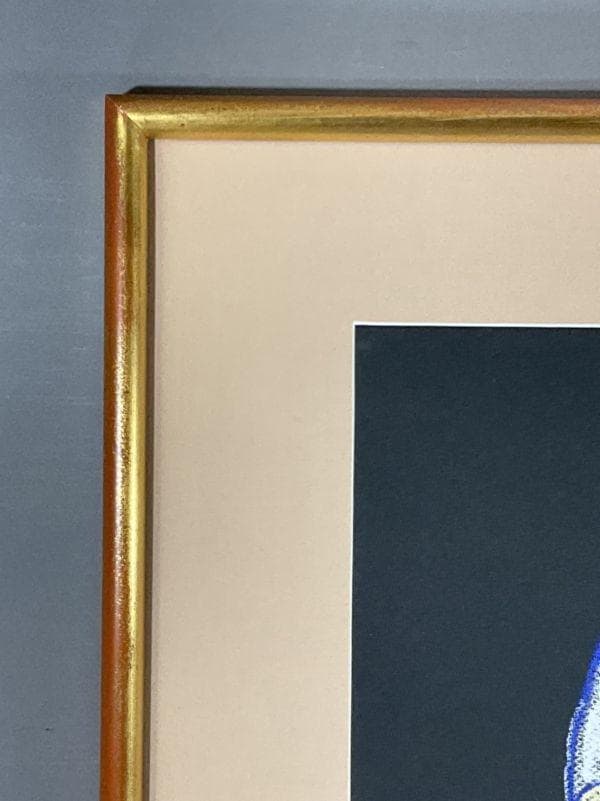 外国人画家の作品　人形を描いたパステル画　実力ある画家の大型サイズの絵