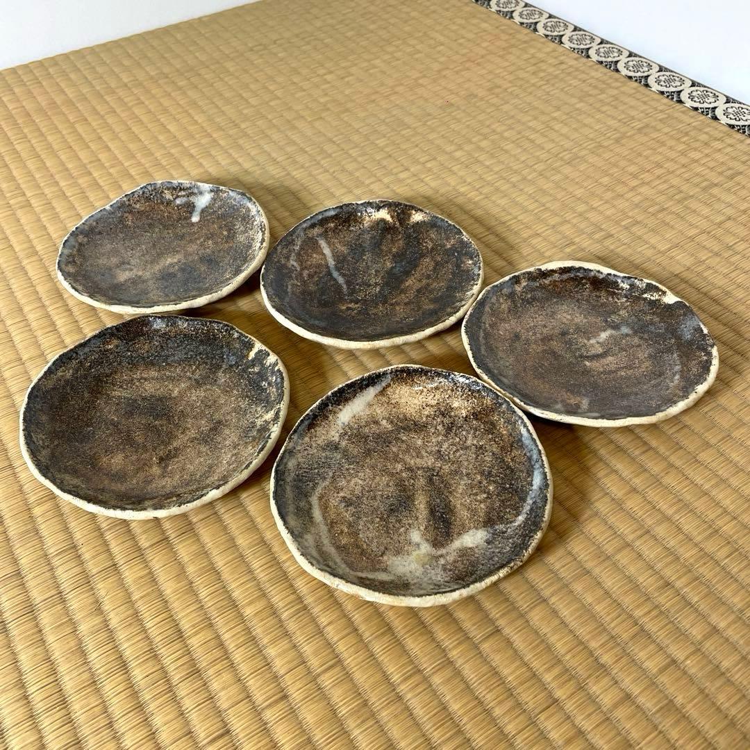 #XG556 陶芸家・加藤重高・瀬戸焼・灰釉皿・銘々皿・共箱・茶道具・骨董