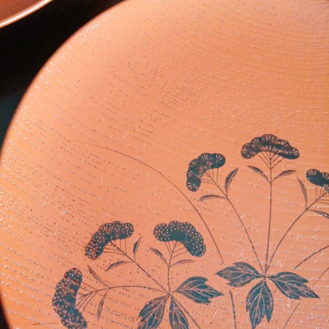 宮崎平安堂　朱塗絵替菓子皿　5枚　17cm