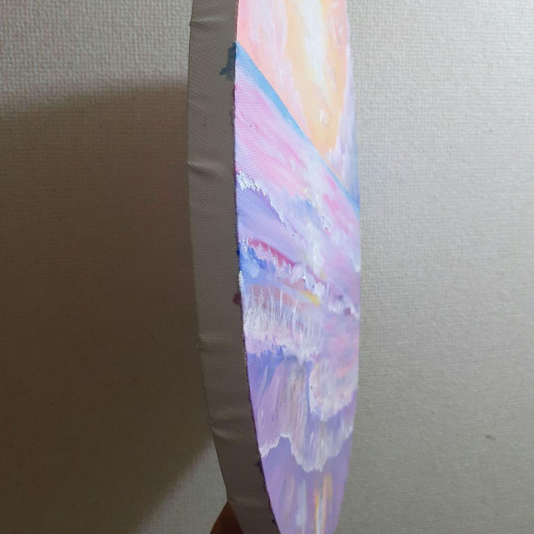 《素晴らしい日》油絵 油彩画 海 風景画 直径 40cm