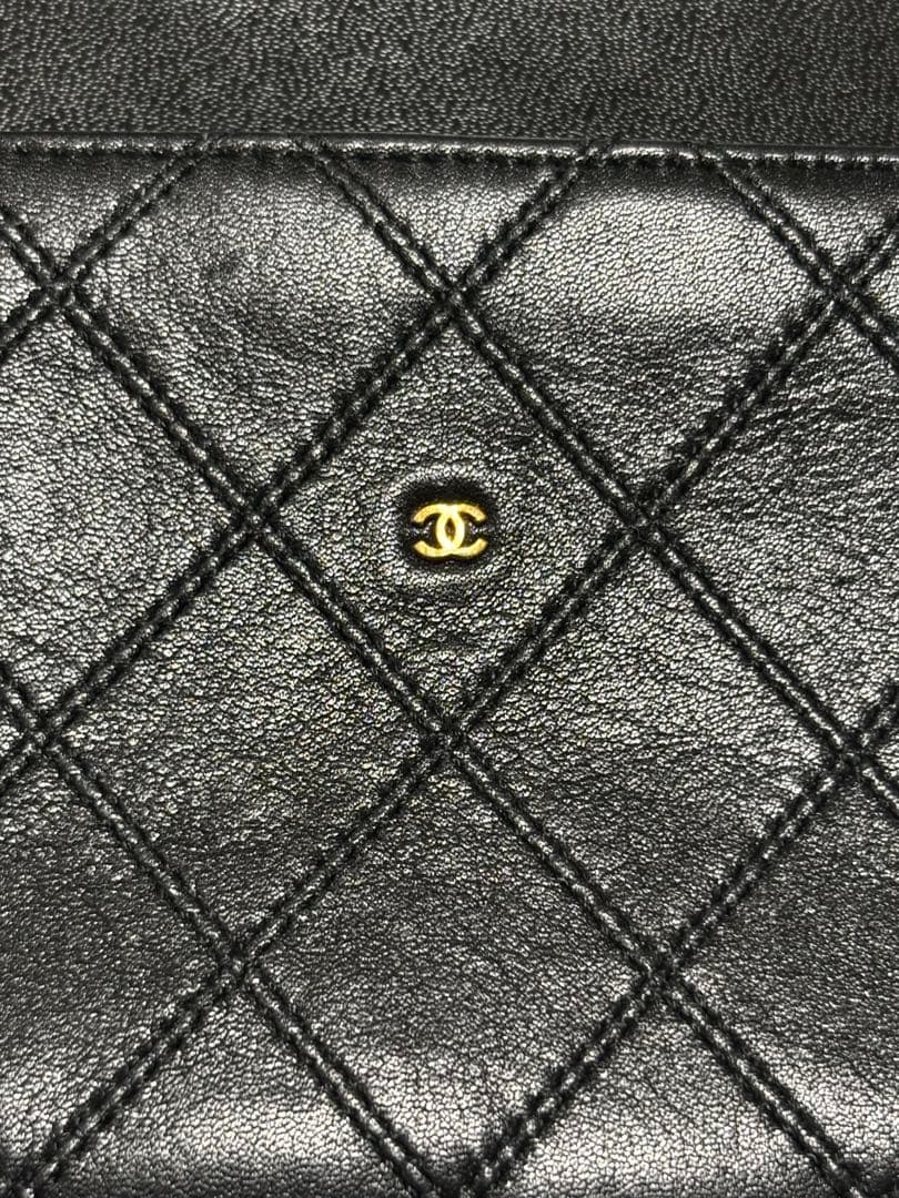 CHANEL ポーチ 小物入れ レザー ビコローレ ブラック ココマーク　箱付き