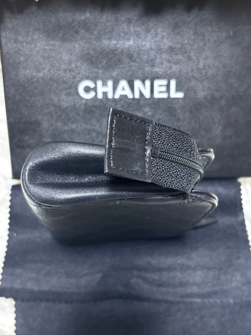 CHANEL ポーチ 小物入れ レザー ビコローレ ブラック ココマーク　箱付き