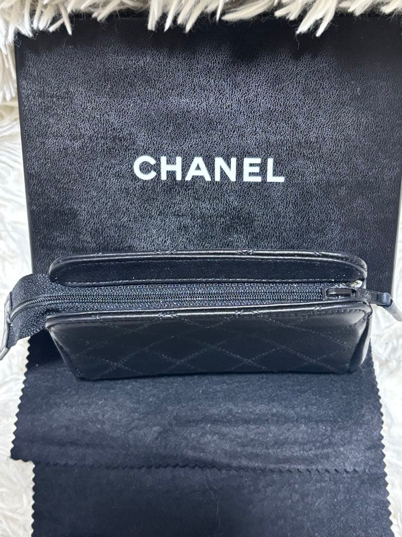 CHANEL ポーチ 小物入れ レザー ビコローレ ブラック ココマーク　箱付き