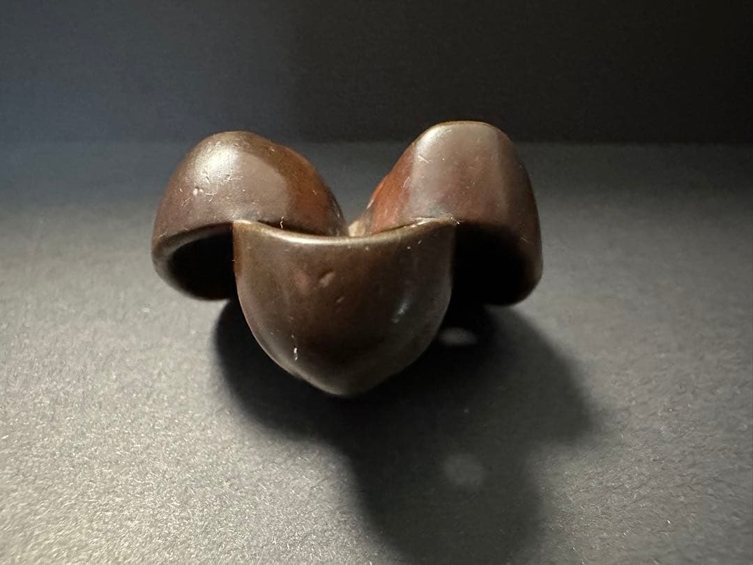 【根付(netsuke)】3面の顔の根付　木製　江戸時代