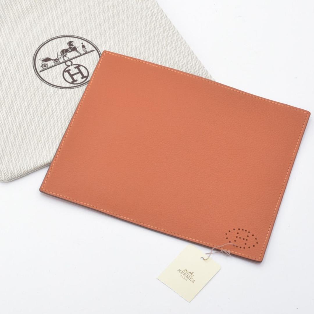 新品 HERMES エルメス レザー マウスパッド オレンジ ブラウン