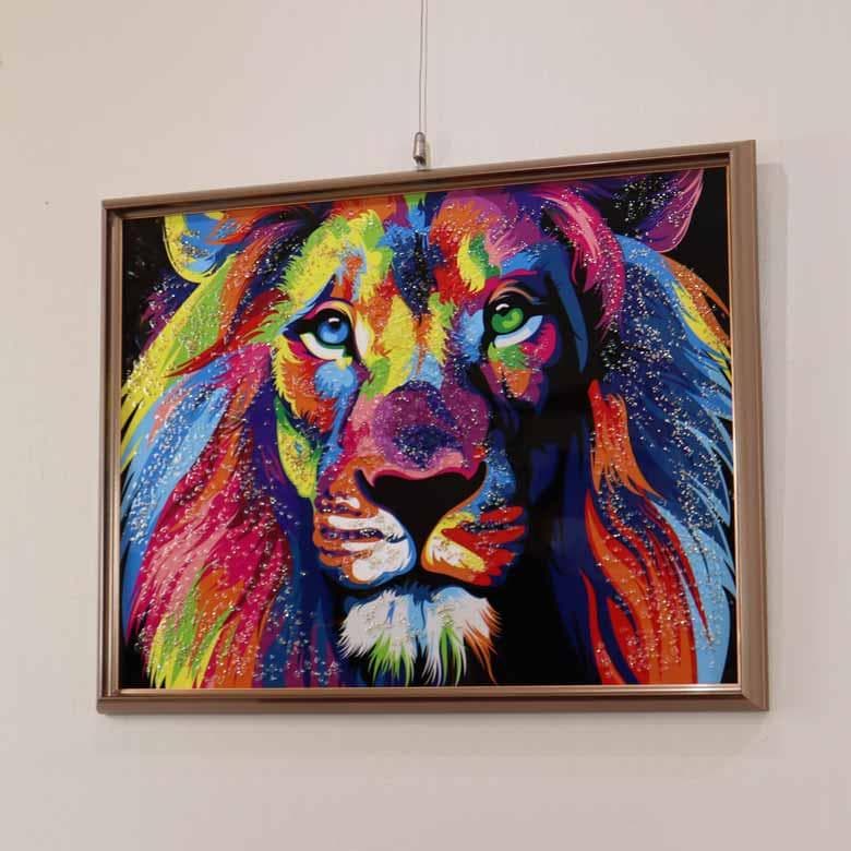 クリスタルアート ライオン ピクチャー アートフレーム POP