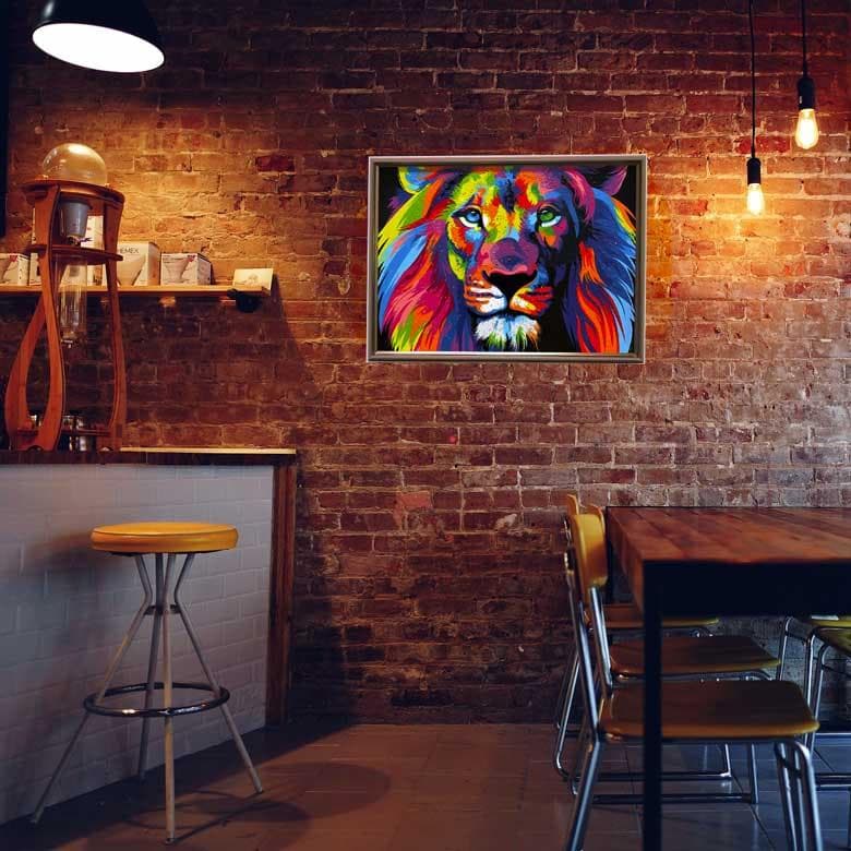 クリスタルアート ライオン ピクチャー アートフレーム POP