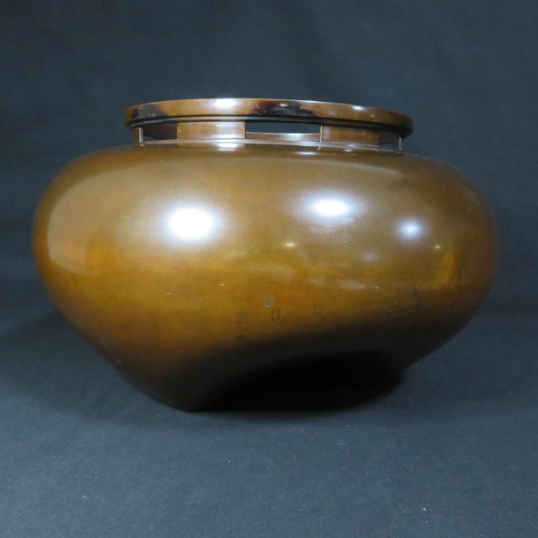 真風炉 茶道具 風炉 唐銅 添朝鮮風炉 金属工芸 湯沸 鉄釜 木箱 銘なし