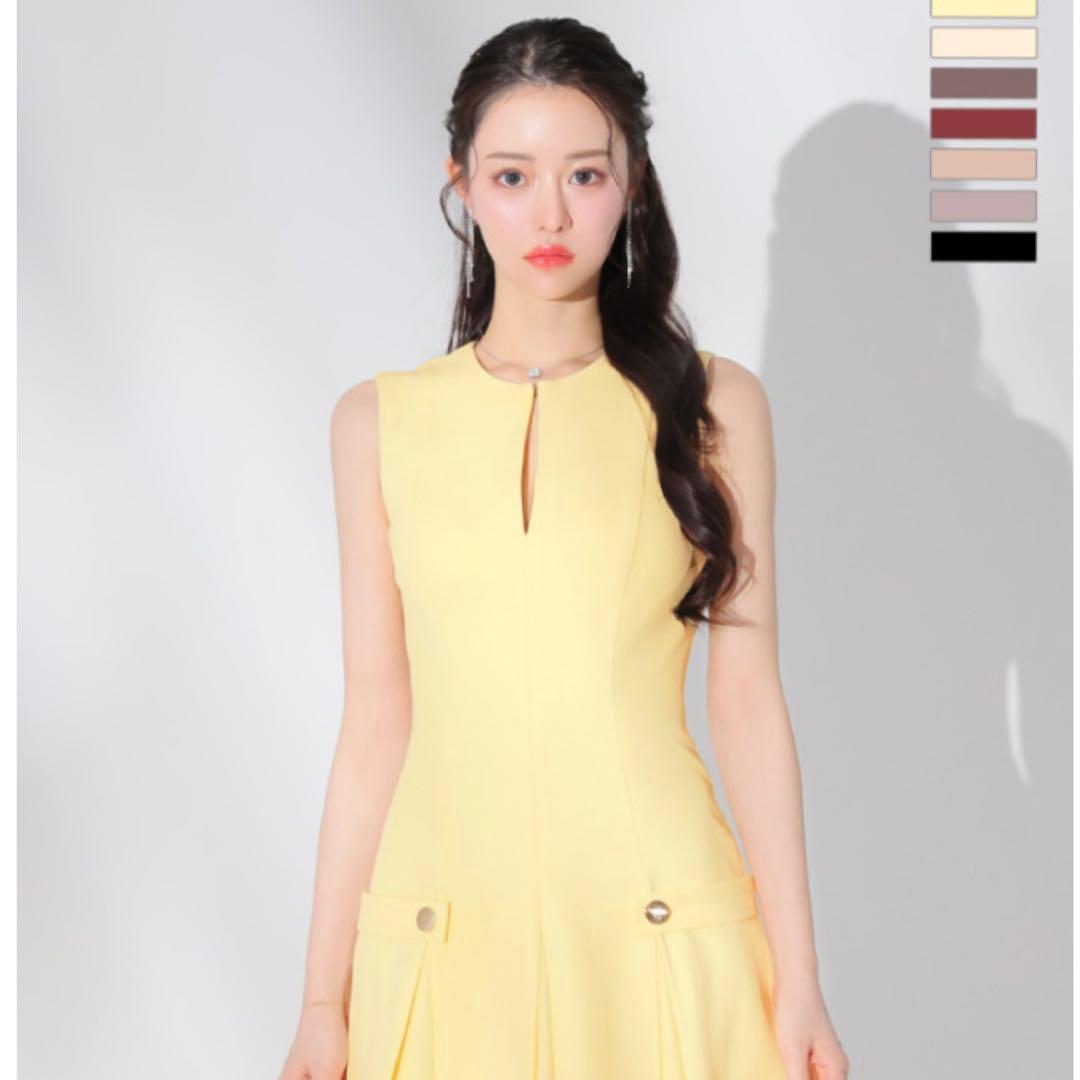 ローズドフフール　イエローノースリーブドレス