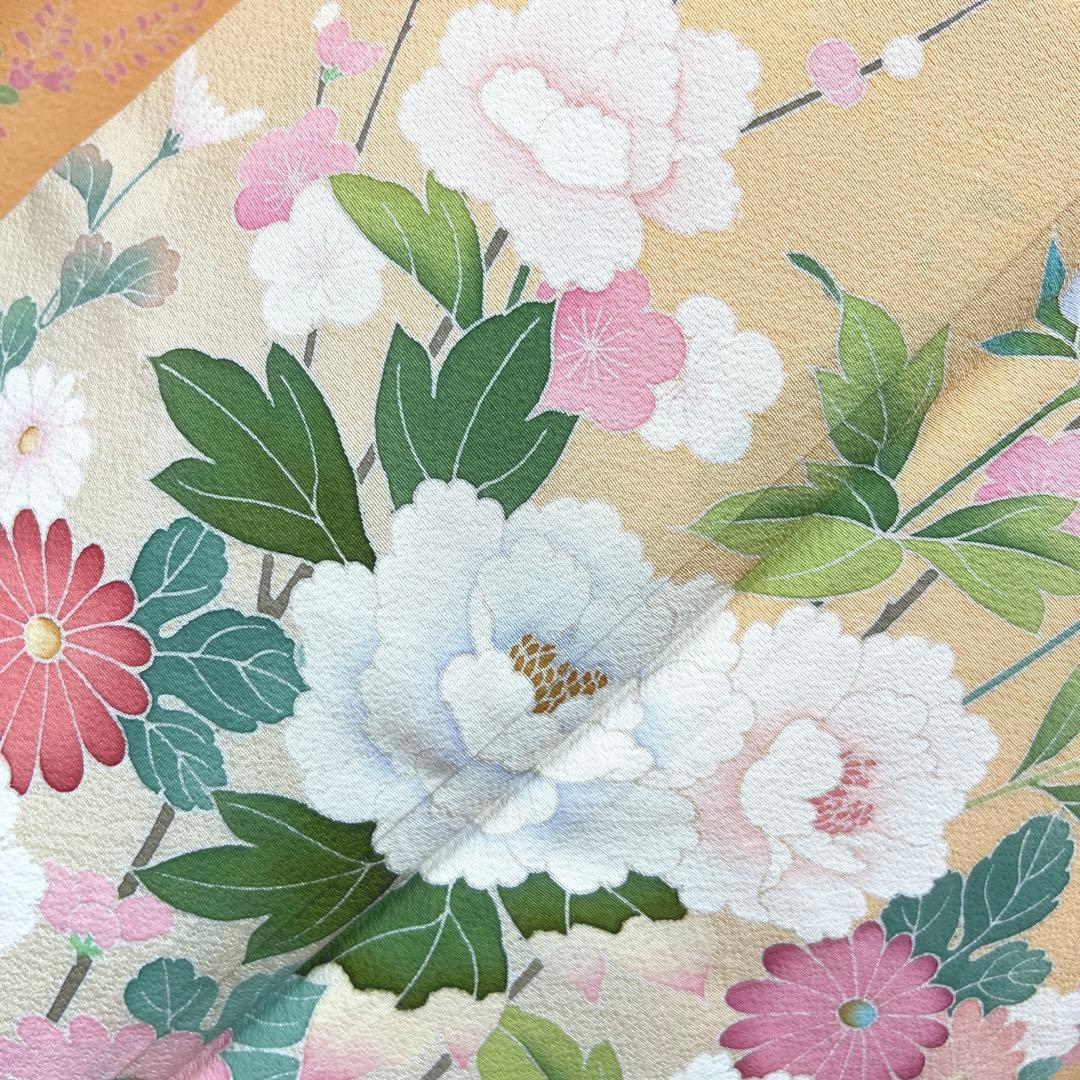 401 振袖フルセット 正絹 オレンジ 橙 友禅 作家物 暈し染め やまと誂え