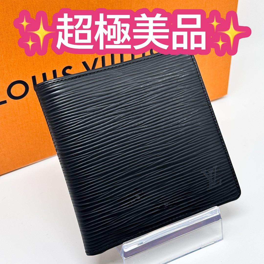 ルイヴィトン エピ マルコ 二つ折り財布 黒 財布 ブラック クレディモネ NM