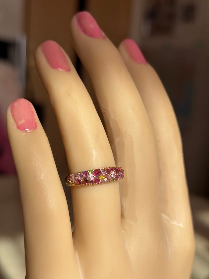 BIZOUXマルチカラージュエル K18YGリング ブーケ コスモス 9号