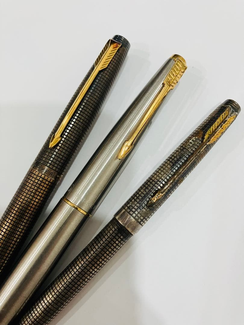 万年筆 PARKER 750 刻印 3本 まとめ レトロ シルバー パーカー