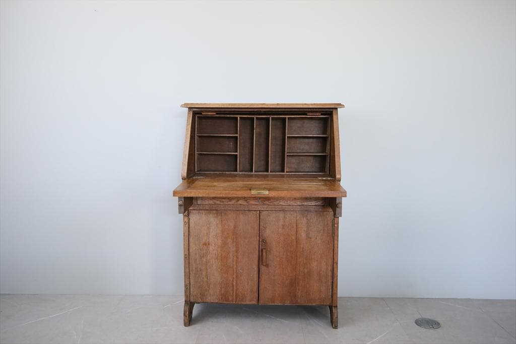 英国アンティーク木製ライティングビューロー/デスク/収納式/勉強机(88-10)