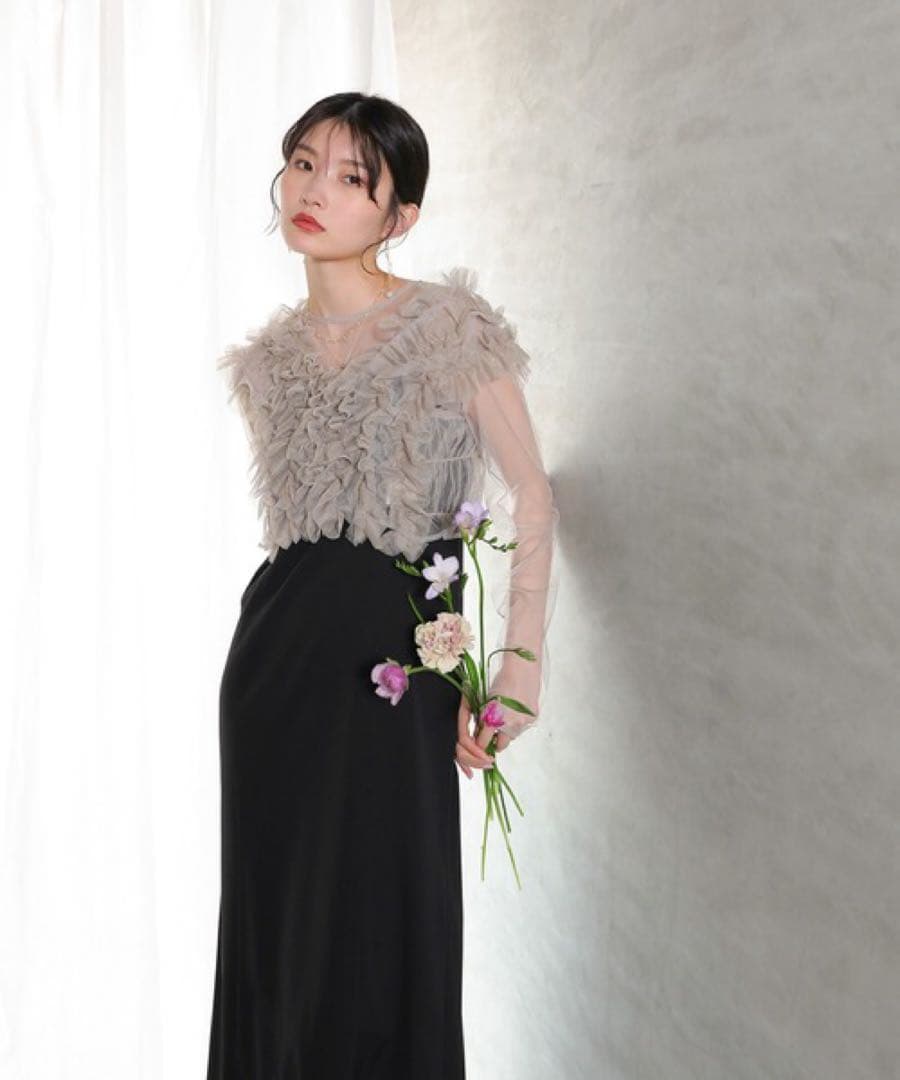 ＊美品＊チュール ボリューム フリル ベスト シアー トップス ワンピース