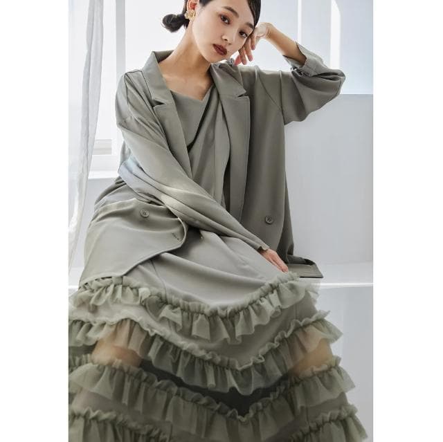 L 大きいサイズ niana ニアナ トランスペアレントヘムセットアップドレス