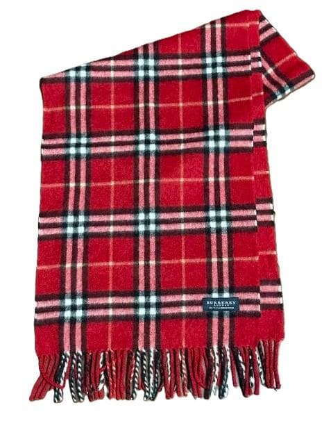 BURBERRY バーバリー マフラー カシミヤ100％ 定番チェック 赤