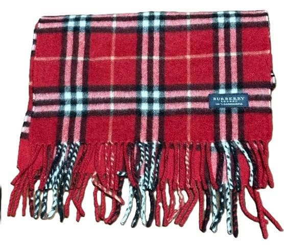 BURBERRY バーバリー マフラー カシミヤ100％ 定番チェック 赤