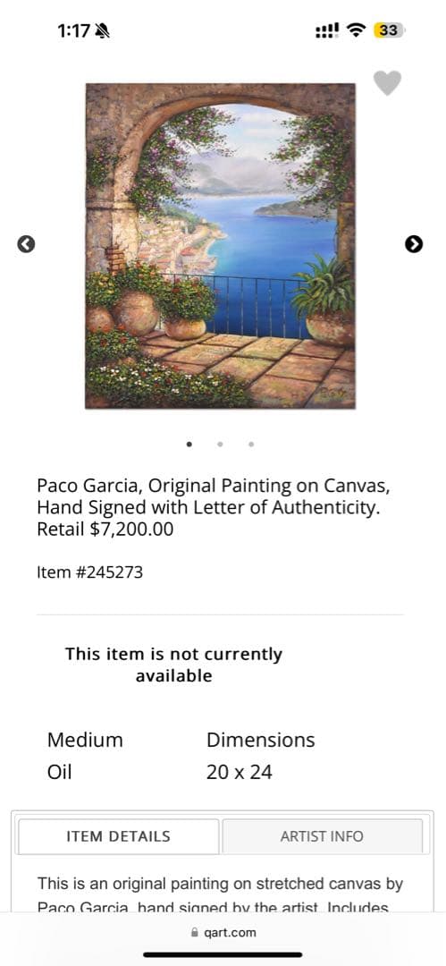 Paco Garcia Original Painting 散歩道からの眺め