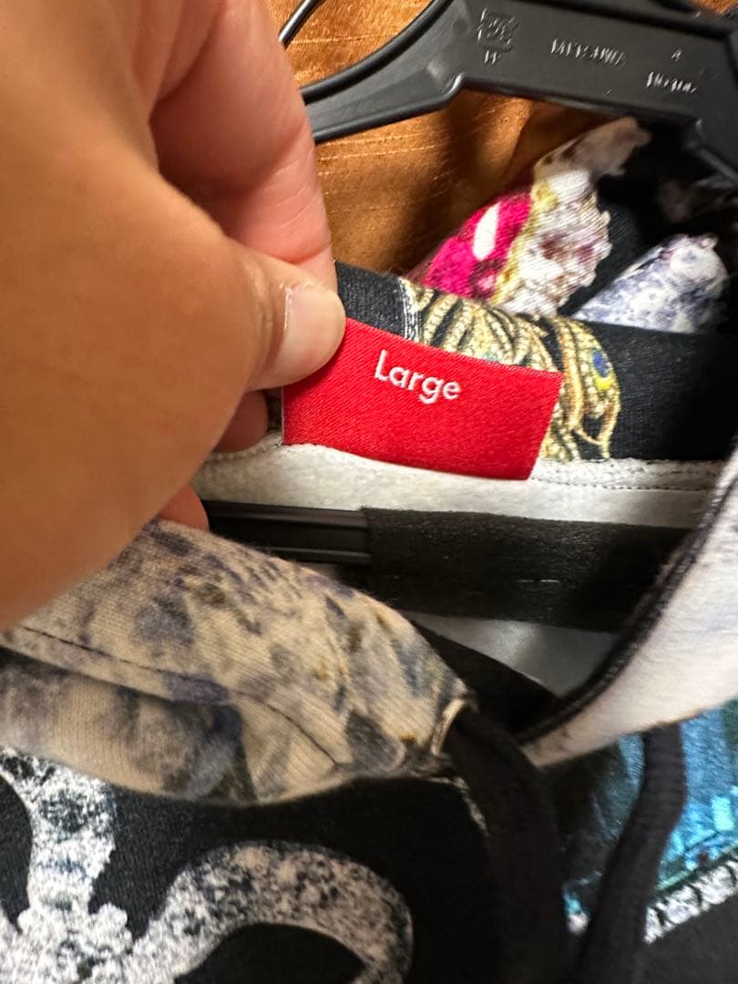 1*d様 シュプリーム　総柄 ジュエル　パーカー　ブラック JEWELロゴ　Ｌサ