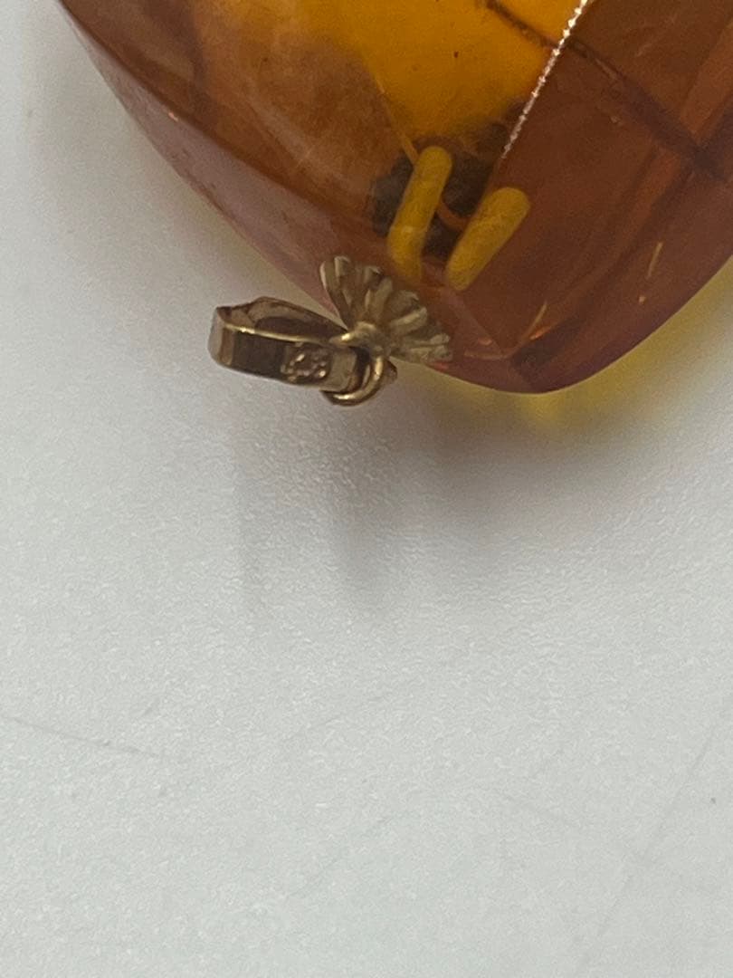 大粒　琥珀　ペンダントトップ　3点まとめ売り　K14 K18