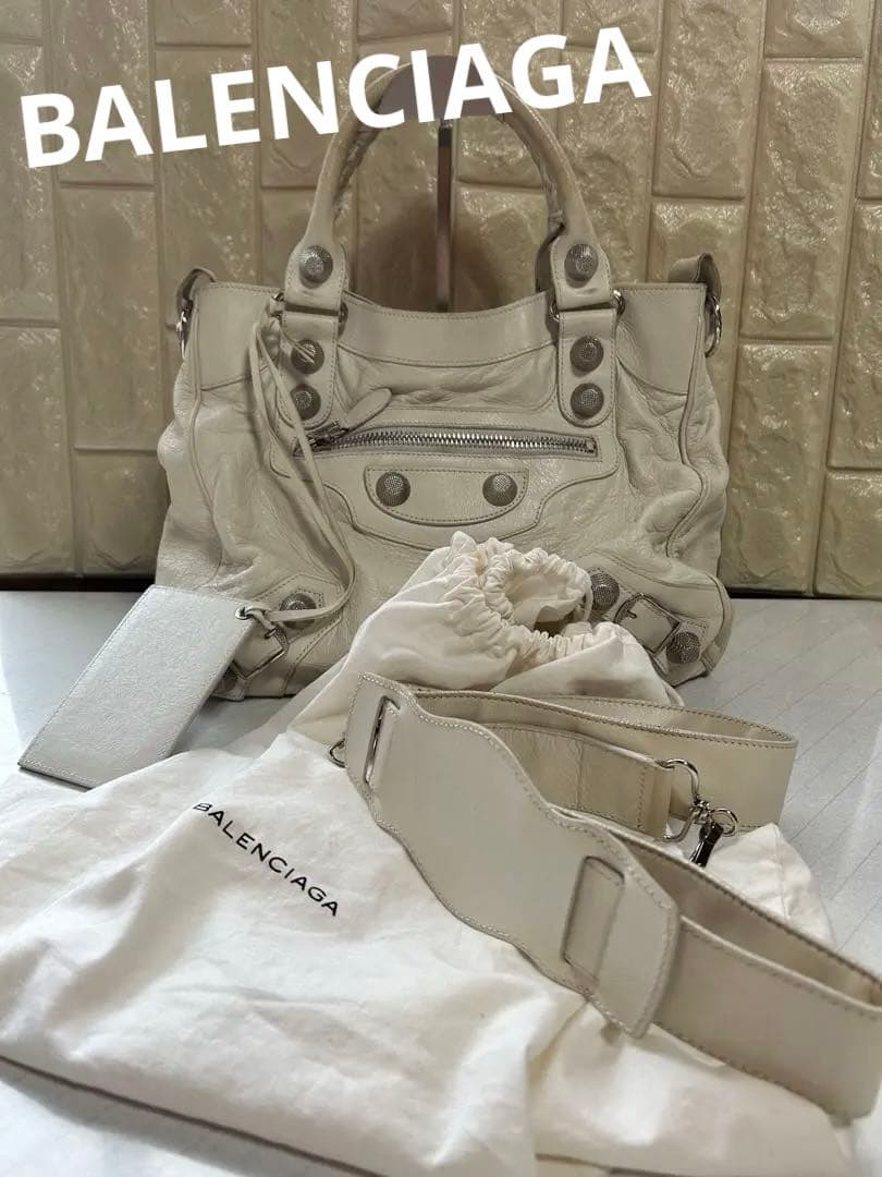 BALENCIAGAバレンシアガホワイトショルダーバッグ