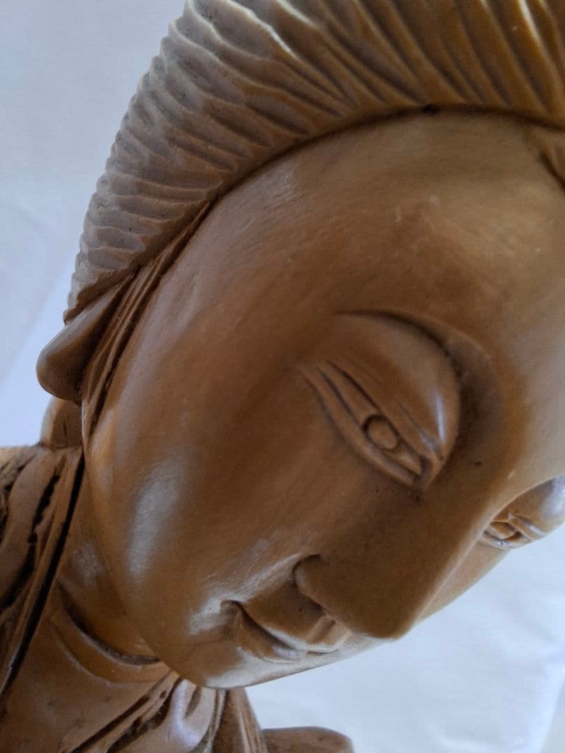 ツゲ木彫り女性像 彫刻 37㎝