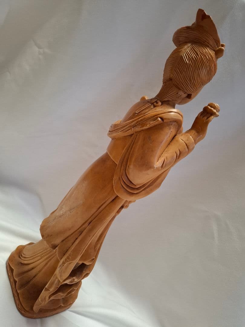 ツゲ木彫り女性像 彫刻 37㎝