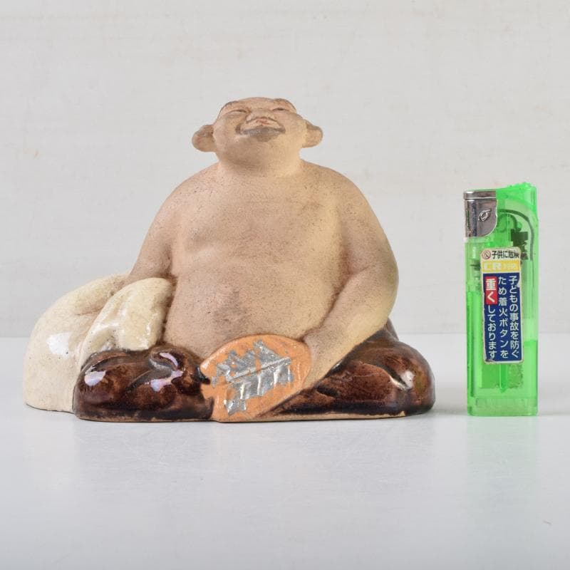 京焼　清水焼　清水六兵衛作　布袋像　置物　共箱　C　9099