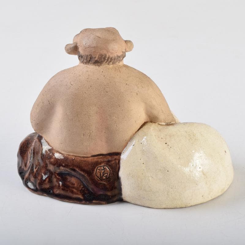 京焼　清水焼　清水六兵衛作　布袋像　置物　共箱　C　9099