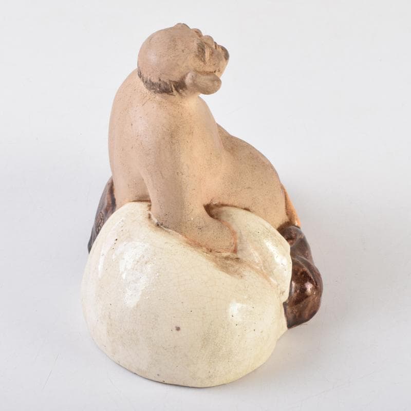 京焼　清水焼　清水六兵衛作　布袋像　置物　共箱　C　9099