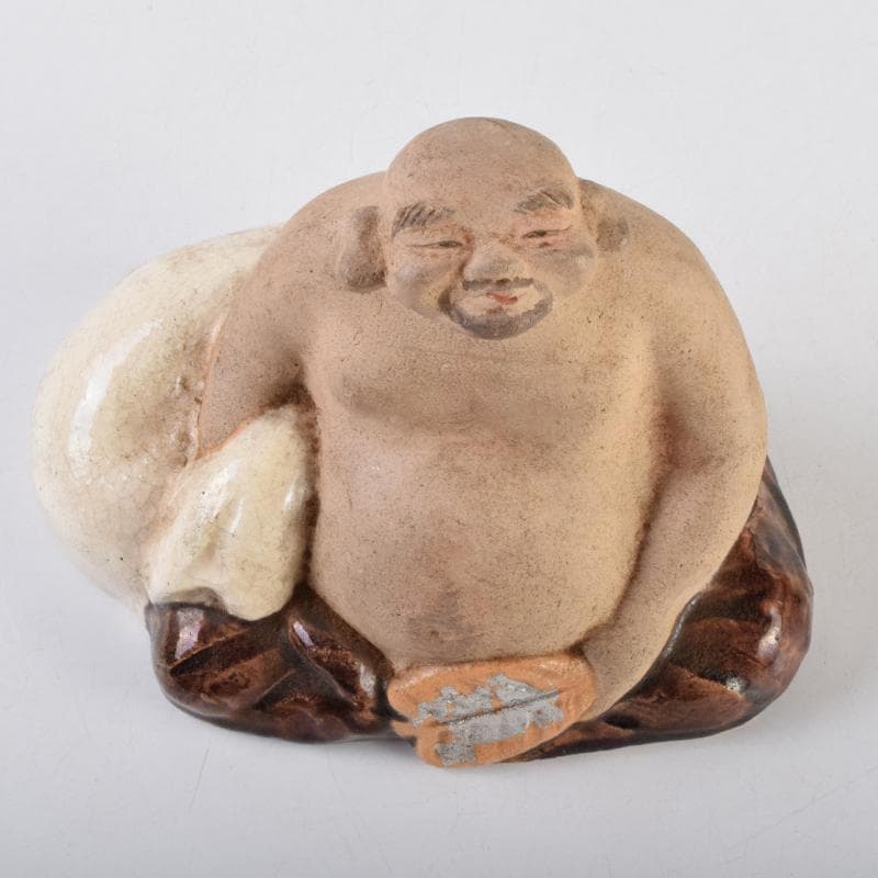 京焼　清水焼　清水六兵衛作　布袋像　置物　共箱　C　9099