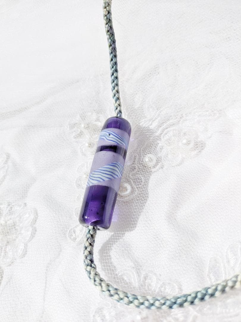 吉田正子トンボ玉（貳拾肆）　「江戸組み紐」ネックレス　ガラス玉に込めた日本画