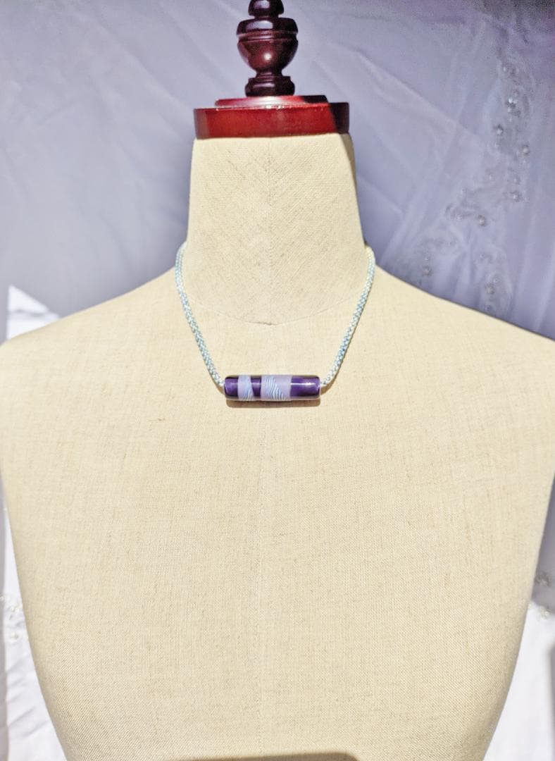 吉田正子トンボ玉（貳拾肆）　「江戸組み紐」ネックレス　ガラス玉に込めた日本画