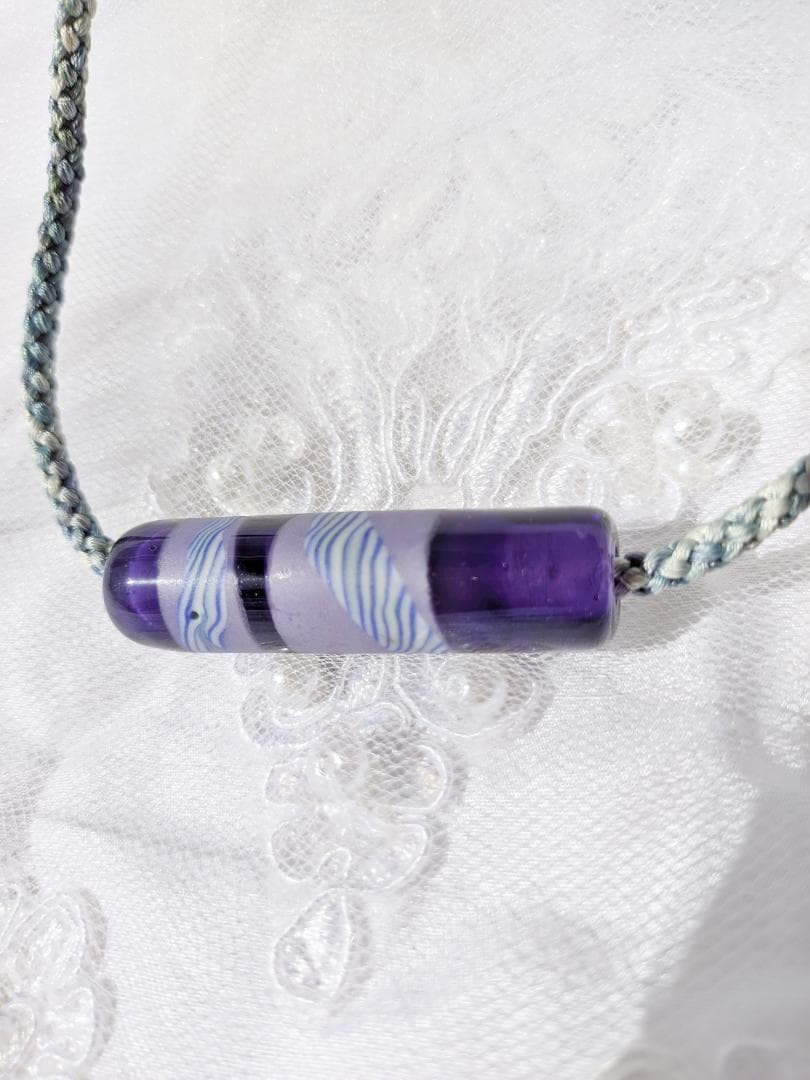 吉田正子トンボ玉（貳拾肆）　「江戸組み紐」ネックレス　ガラス玉に込めた日本画