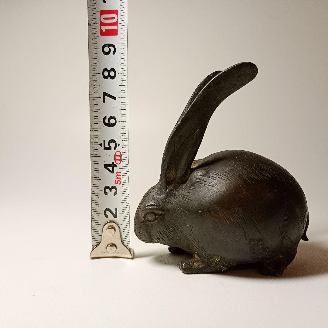 古銅　長耳兎置物　江戸時代