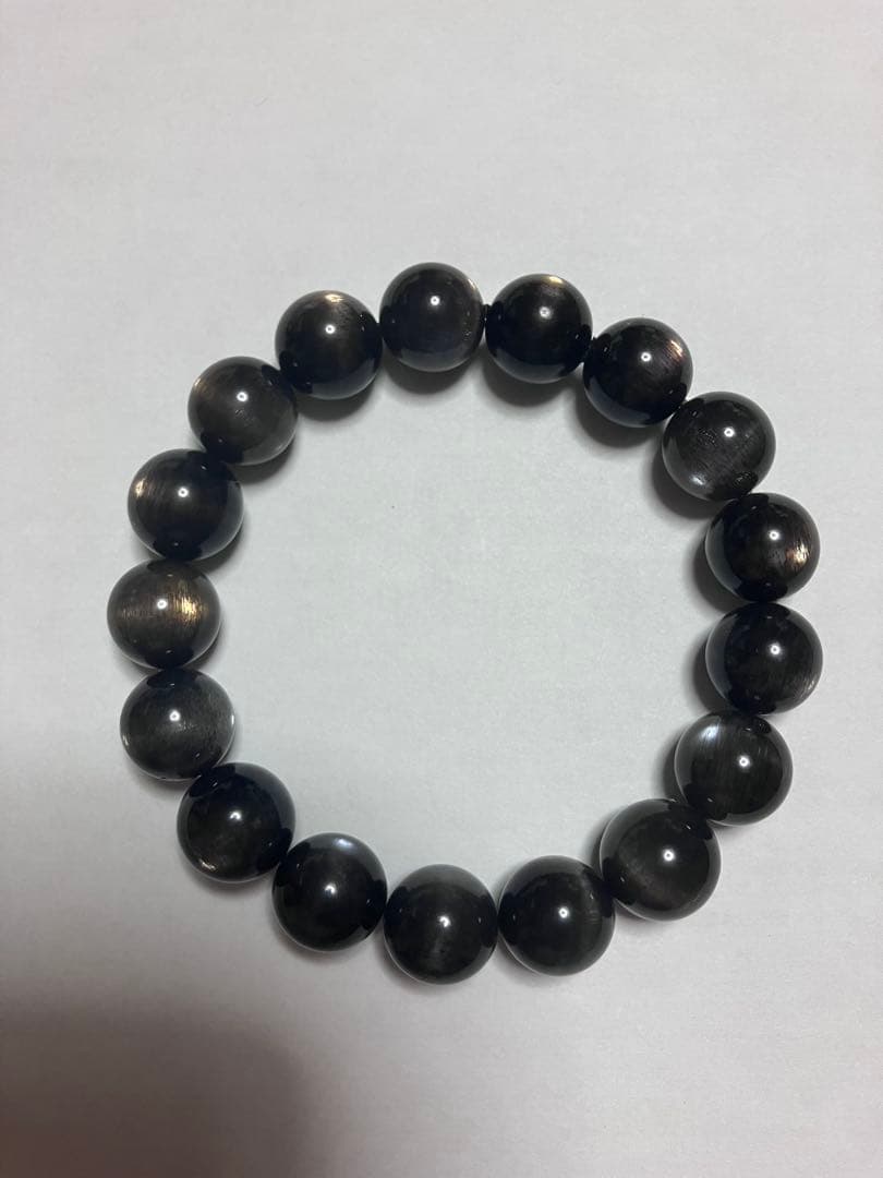 ブラックサンムーンストーン　天然石ブレスレット