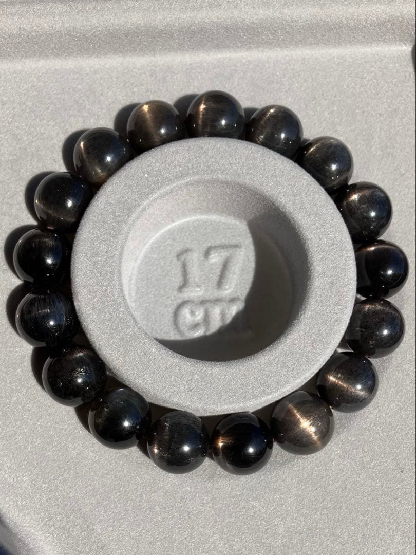ブラックサンムーンストーン　天然石ブレスレット