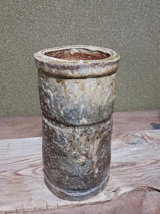 伊賀焼　花入れ　時代・作者不詳　合わせ箱付き